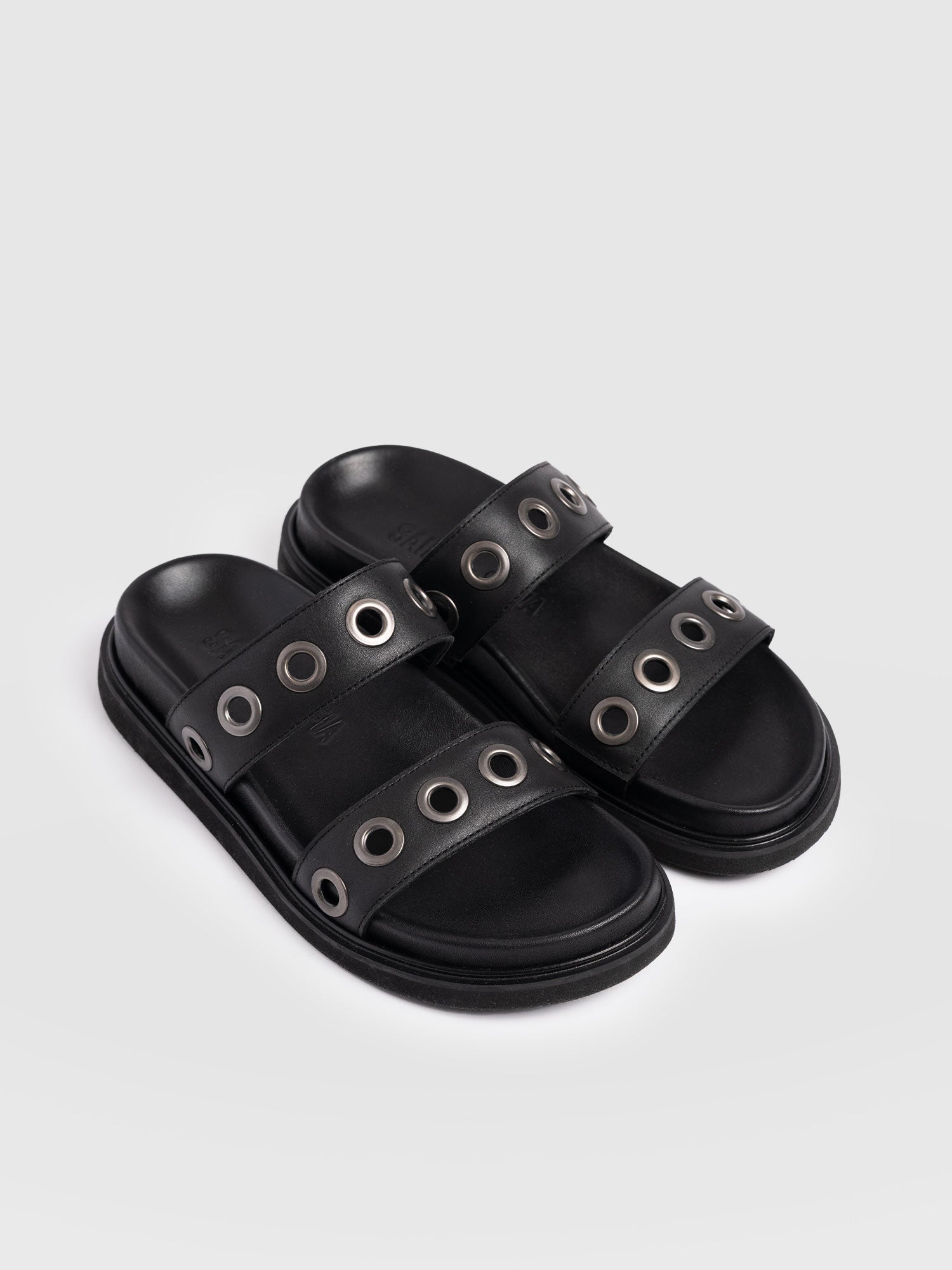 Madison Eyelet Slides - Black